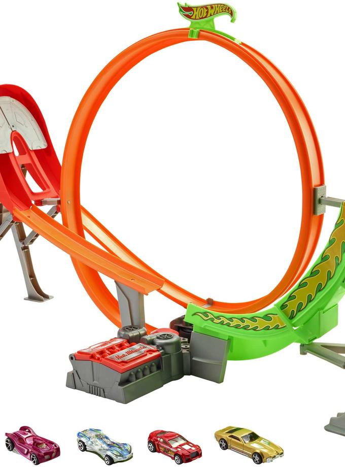 Hot Wheels Action Power Shift Motorized Raceway Track Set, Includes 5 Cars In 1:64 Scale New Arrival