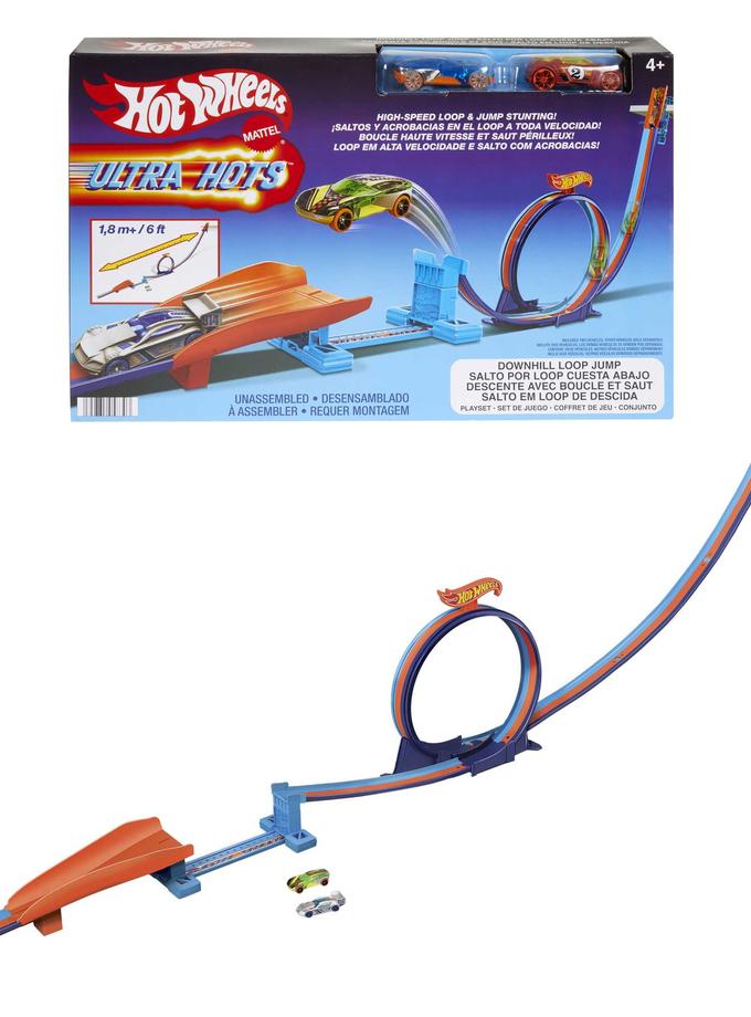 Hot Wheels Action Ultra Hots Downhill Loop Jump Track Set With 2 Cars Same Day Delivery