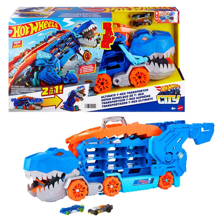 Hot Wheels City-Transporteur T-Rex Pour +20 Voitures, Piste de Course New Arrival