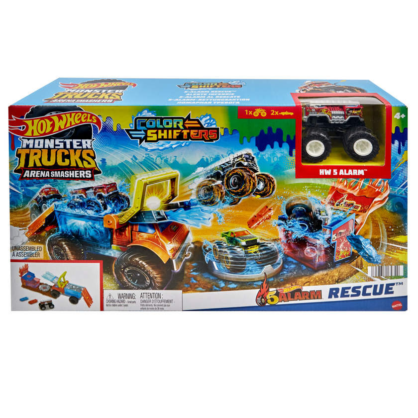 Hot Wheels®  Coffret Monster Trucks Arena Smashers Color Shifters Véhicule de Secours 5 Alarm New Arrival