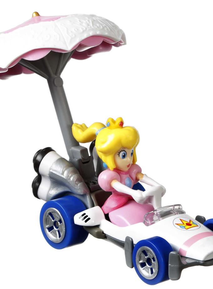 Hot Wheels Mario Kart Vehículo de Juguete Princesa Peach B-Dasher con Peach Parasol Best Buy