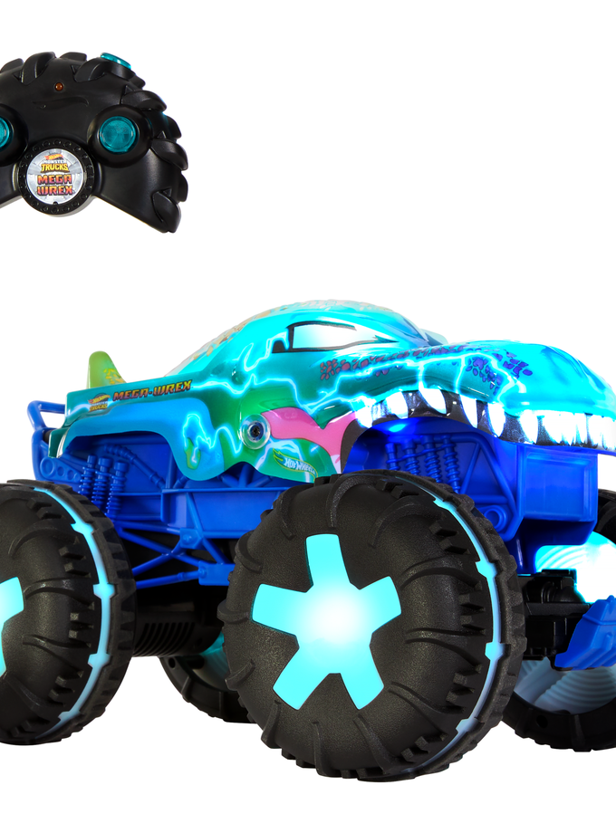 Hot Wheels Monster Trucks 1:15 Scale MEGA-Wrex Alive Remote-Control Vehicle, Battery-Powered RC With interactive Lights & Sounds Same Day Delivery