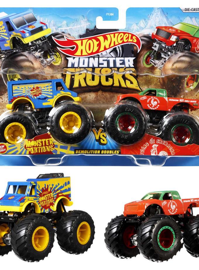 Hot Wheels Monster Trucks 1:64 Scale Demolition Doubles 2-Pack Same Day Delivery