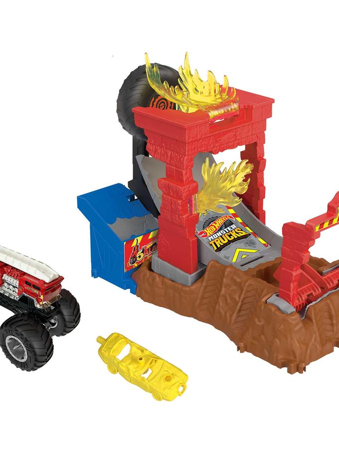 Hot Wheels Monster Trucks Arena Smashers 5-Alarm Fire Crash Challenge Playset With 1 Vehicle Best Buy