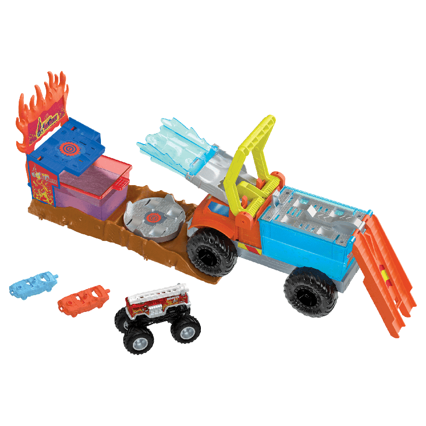 Hot Wheels Monster Trucks Arena Smashers Color Shifters 5-Alarm Rescue Playset, Fire Truck Crash Toy Best Price