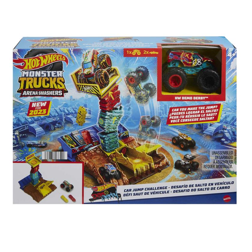 Hot Wheels Monster Trucks, Arena Smashers Demo Derby Car Jump Challenge Same Day Delivery