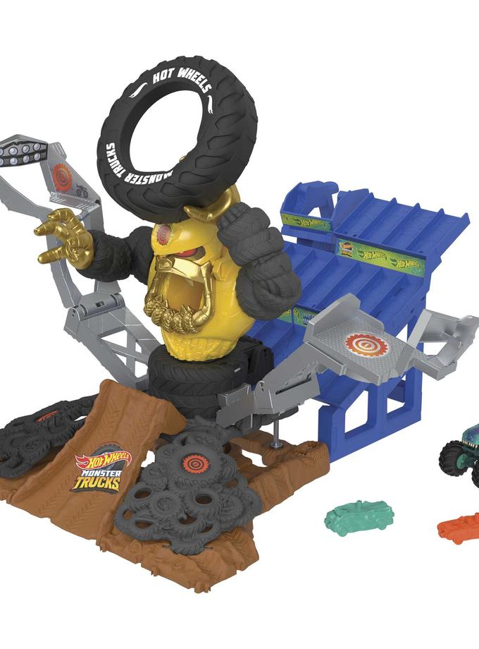 Hot Wheels Monster Trucks Arena Smashers MEGA-Wrex vs Crushzilla Takedown Playset Best Seller