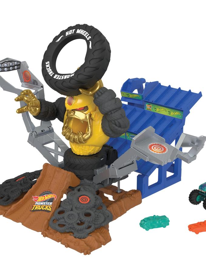 Hot Wheels Monster Trucks Arena Smashers MEGA-Wrex vs Crushzilla Takedown Playset Free shipping