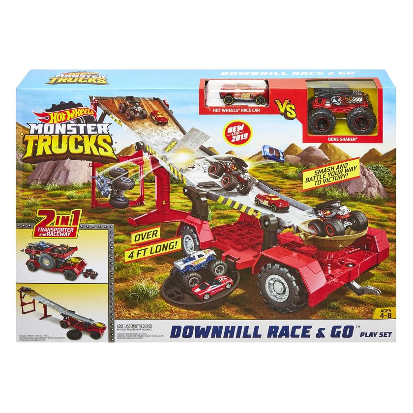 Hot Wheels Monster Trucks Downhill Race & Go Play Set Best Price