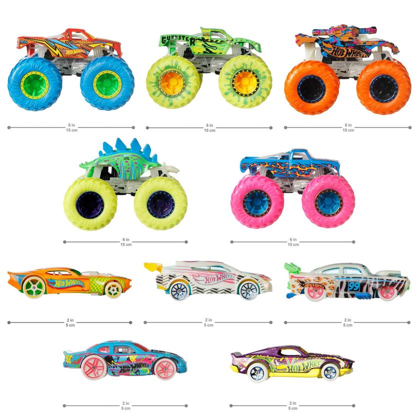 Hot Wheels Monster Trucks Glow in The Dark Collection For Sale