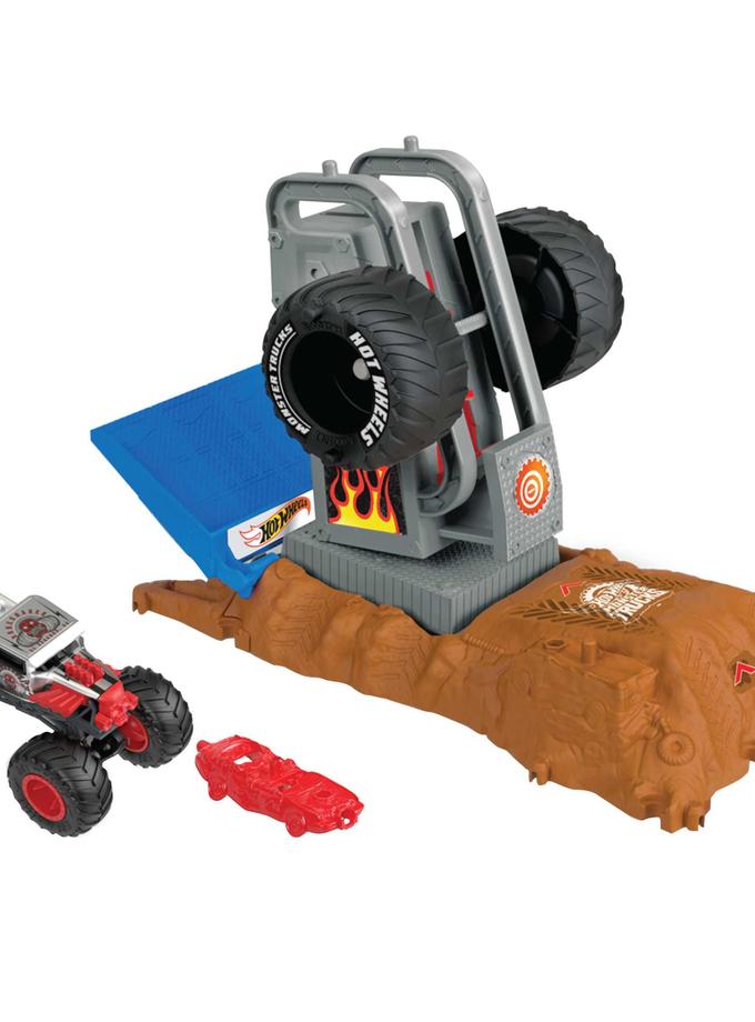 Hot Wheels Monster Trucks Pista de Brinquedo Arena de Demolição Desafio Bone Shaker para Iniciantes Free shipping