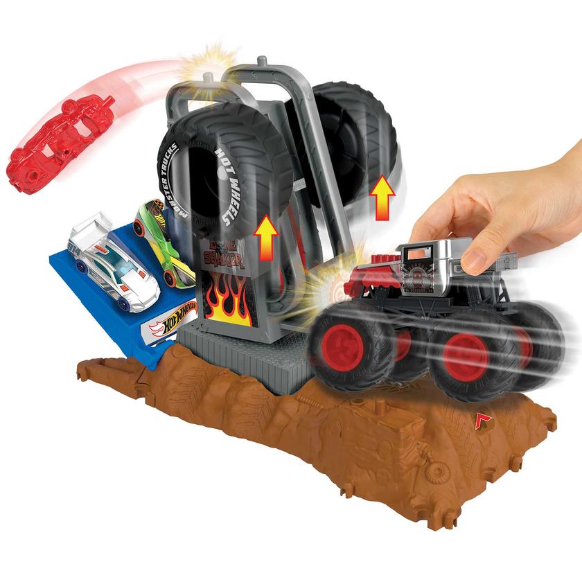 Hot Wheels Monster Trucks Pista de Brinquedo Arena de Demolição Desafio Bone Shaker para Iniciantes Free shipping