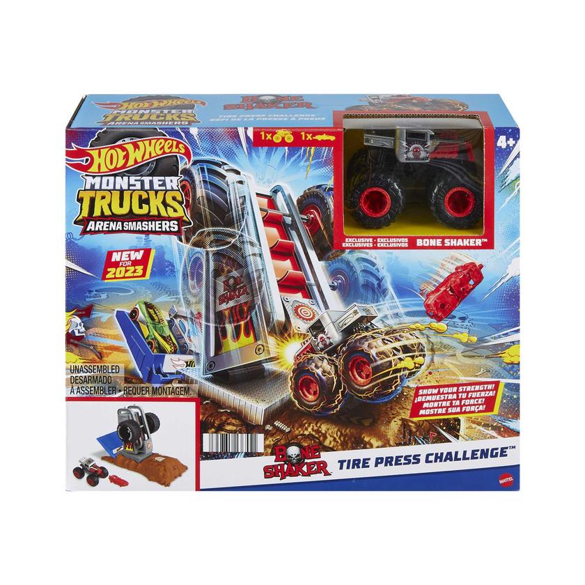 Hot Wheels Monster Trucks Pista de Brinquedo Arena de Demolição Desafio Bone Shaker para Iniciantes Free shipping