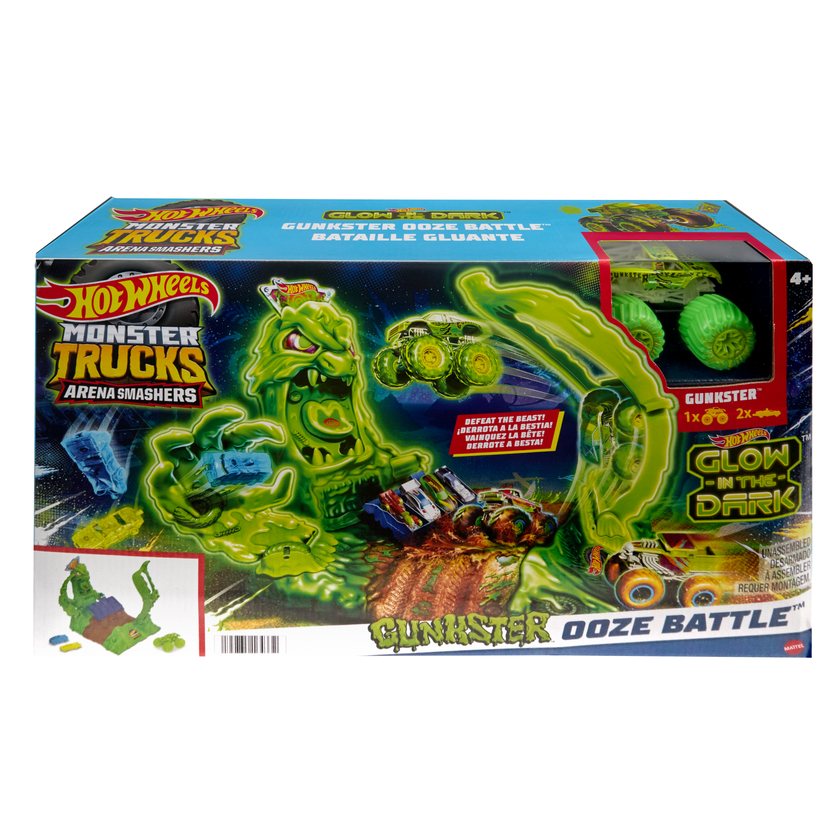 Hot Wheels Monster Trucks Pista de Brinquedo Arena De Demolição Glow In The Dark New Arrival