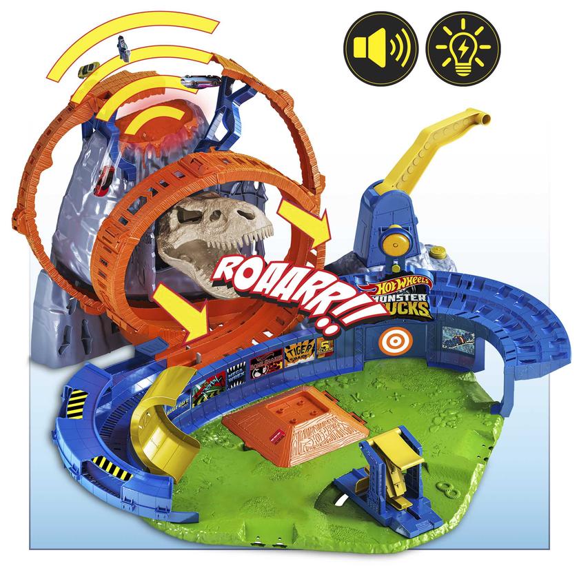 Hot Wheels Monster Trucks Pista de Juguete Temible Explosión Volcánica Best Price