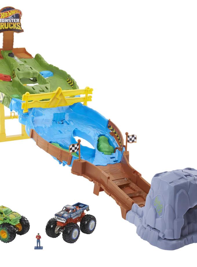 Hot Wheels Monster Trucks Playset With 2 1:64 Scale Toy Trucks Free shipping