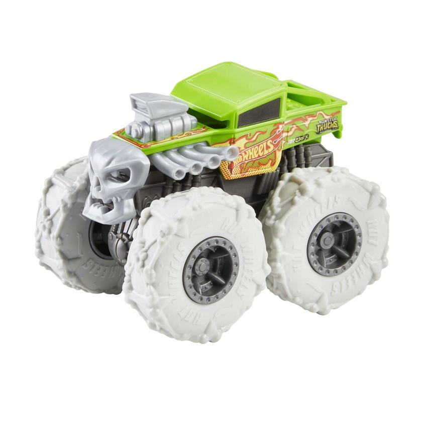 Hot Wheels Monster Trucks Veículo de Brinquedo 1:43 Pneus Para Todo Terreno Bone Shaker Flaming Skull Same Day Delivery