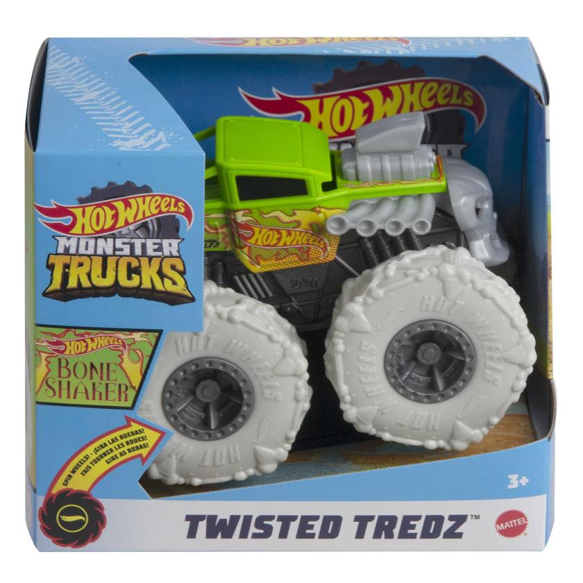 Hot Wheels Monster Trucks Veículo de Brinquedo 1:43 Pneus Para Todo Terreno Bone Shaker Flaming Skull Same Day Delivery