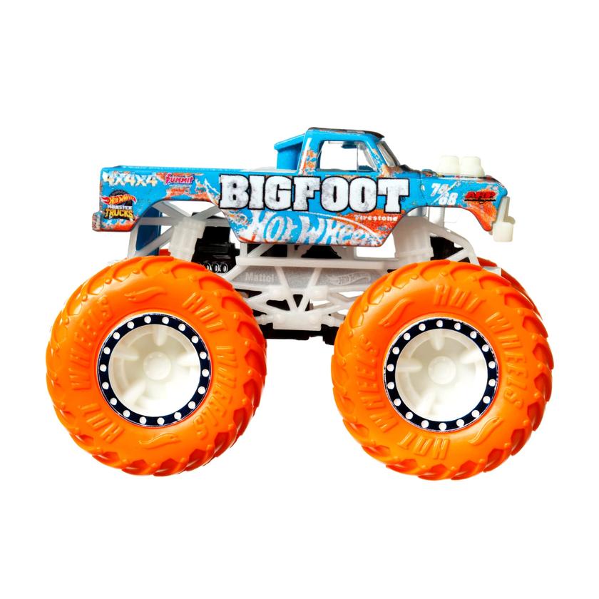 Hot Wheels Monster Trucks Veículo de Brinquedo Carro Surpresa Glow in The Dark Escala 1:64 On Sale