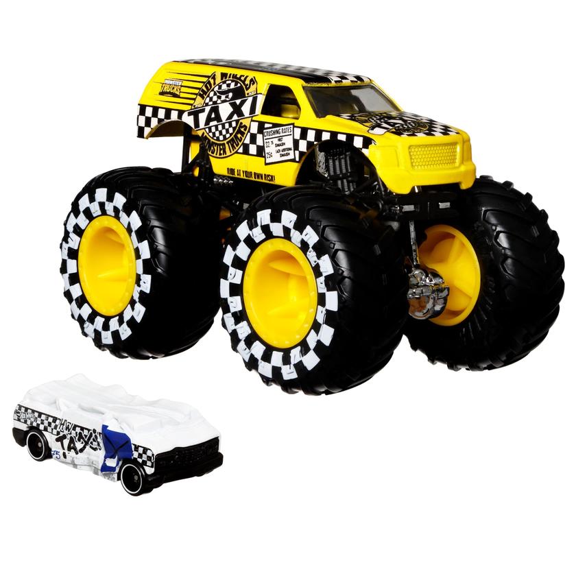 Hot Wheels Monster Trucks Veículo de Brinquedo Taxi Die Cast Blind Sided Taxi Crushed Free shipping