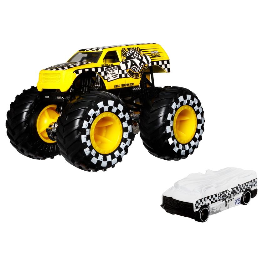 Hot Wheels Monster Trucks Veículo de Brinquedo Taxi Die Cast Blind Sided Taxi Crushed Free shipping