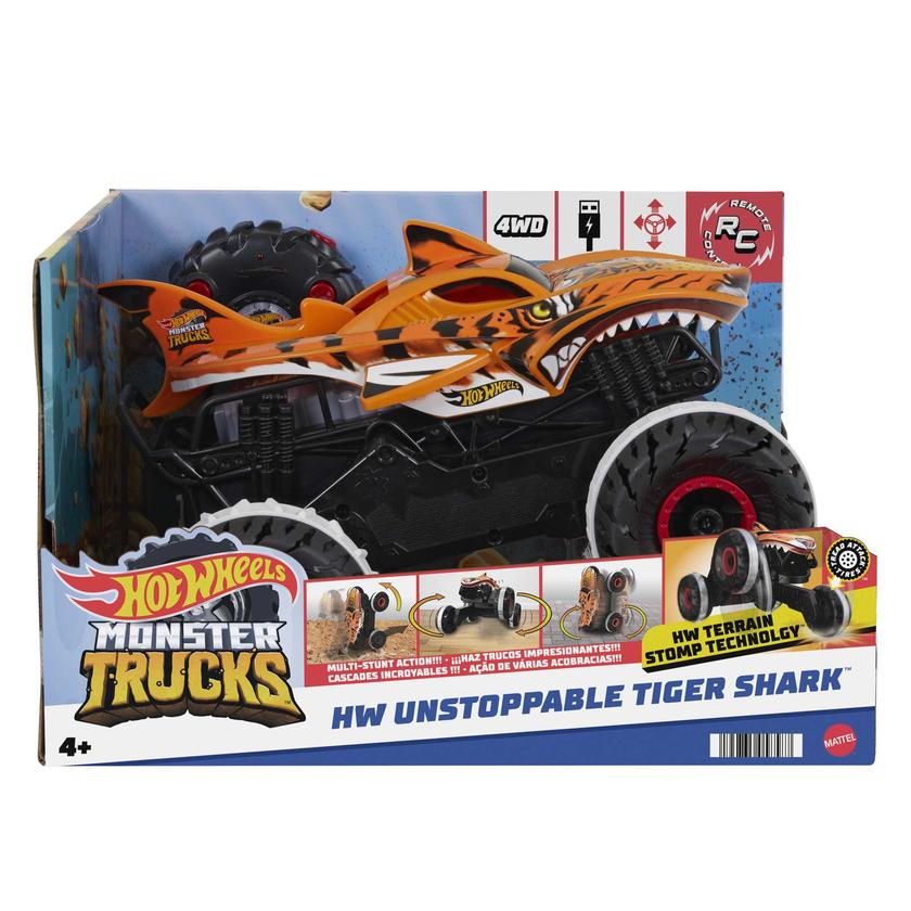 Hot Wheels Monster Trucks Vehículo a Control Remoto Tiger Shark Escala 1:15 Same Day Delivery