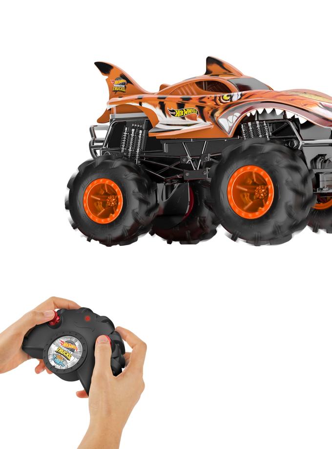 Hot Wheels Monster Trucks Vehículo a Control Remoto Tiger Shark Escala 1:24 New Arrival