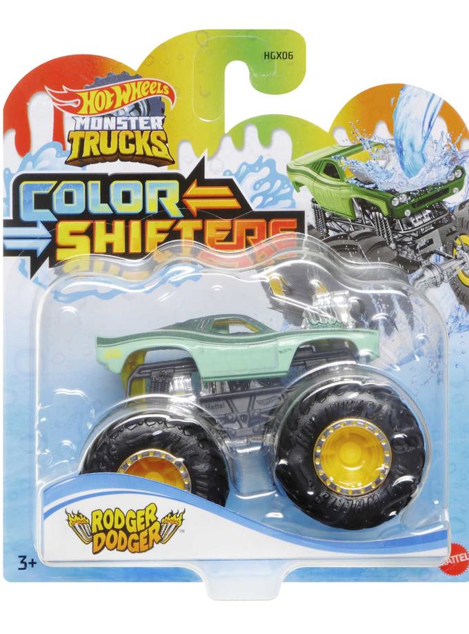 Hot Wheels Monster Trucks Vehículo de Juguete 1:64 Color Shifter Rodger Dodger Same Day Delivery