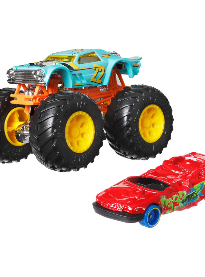 Hot Wheels Monster Trucks Vehículo de Juguete Camión Night Shifter + Sudden Stop (Aplastado) Free shipping