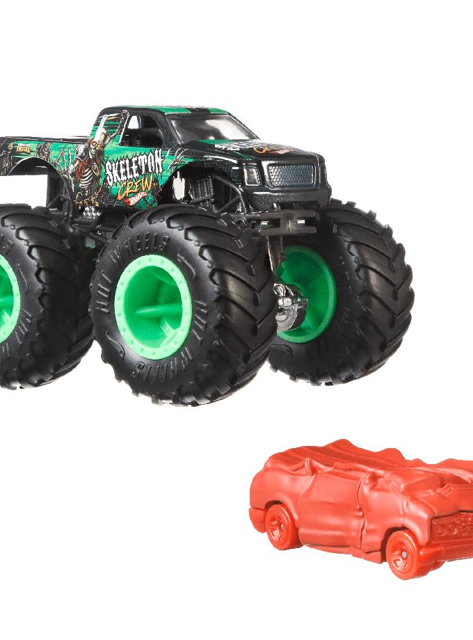 Hot Wheels Monster Trucks Vehículo de Juguete Camión Skeleton Crew + Blind Sided New Arrival