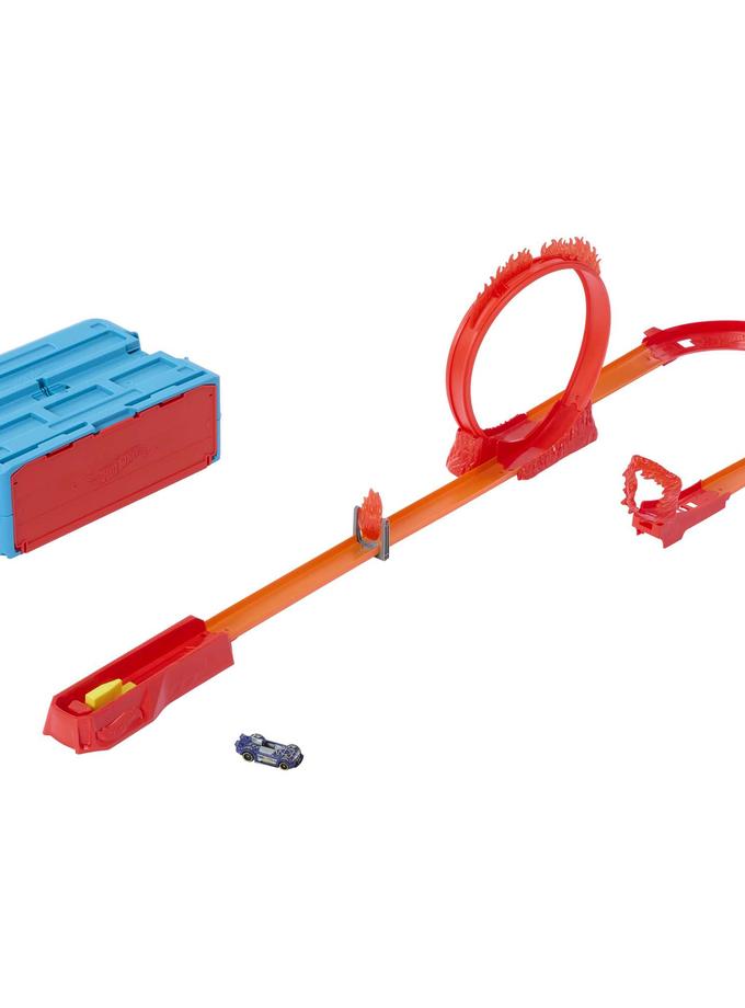 Hot Wheels Track Builder Pista de Brinquedo Caixa Grande de Acrobacias Temática de Fogo Best Seller