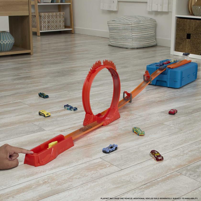 Hot Wheels Track Builder Pista de Brinquedo Caixa Grande de Acrobacias Temática de Fogo Best Seller