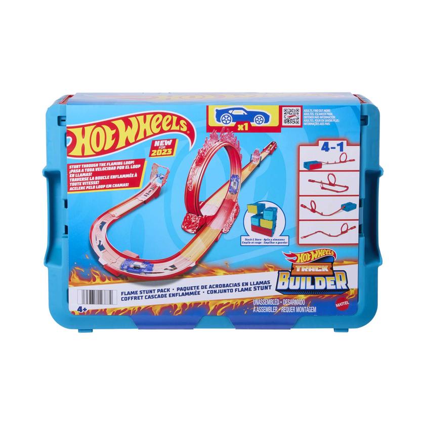 Hot Wheels Track Builder Pista de Brinquedo Caixa Grande de Acrobacias Temática de Fogo Best Seller