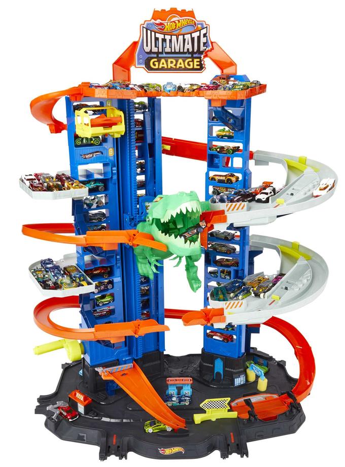 Hot Wheels Track Set And 2 Toy Cars, City Ultimate Garage Playset, Parking For 100+ Cars On Sale