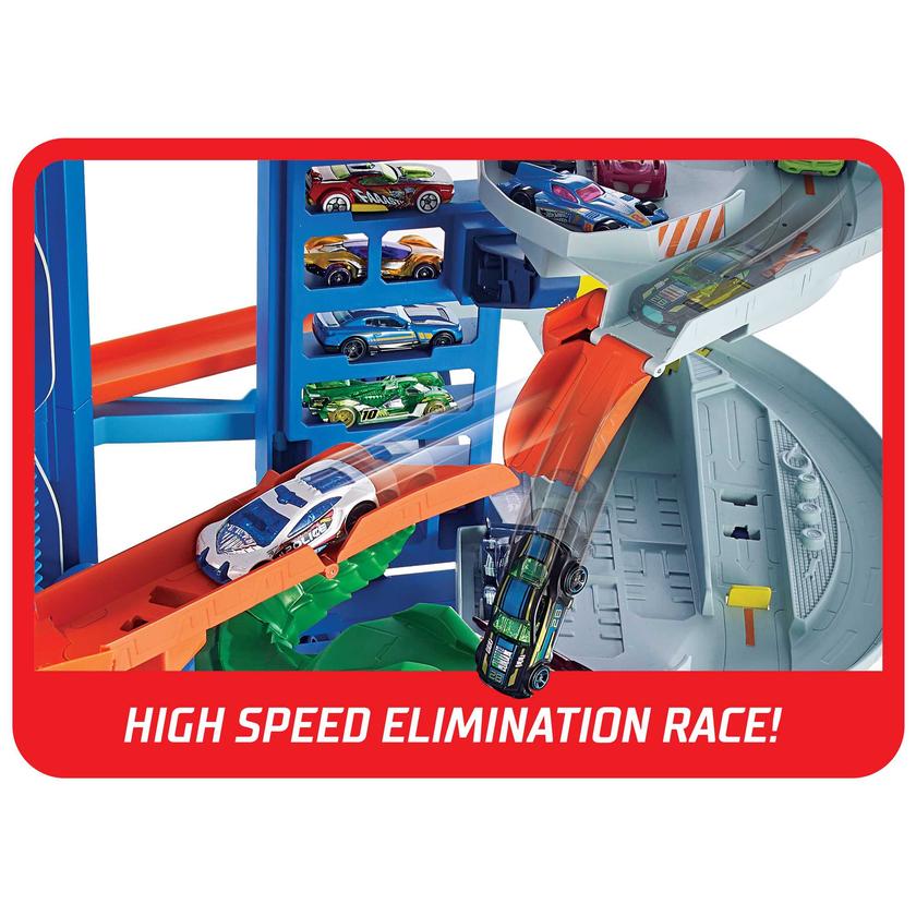 Hot Wheels Track Set And 2 Toy Cars, City Ultimate Garage Playset, Parking For 100+ Cars On Sale