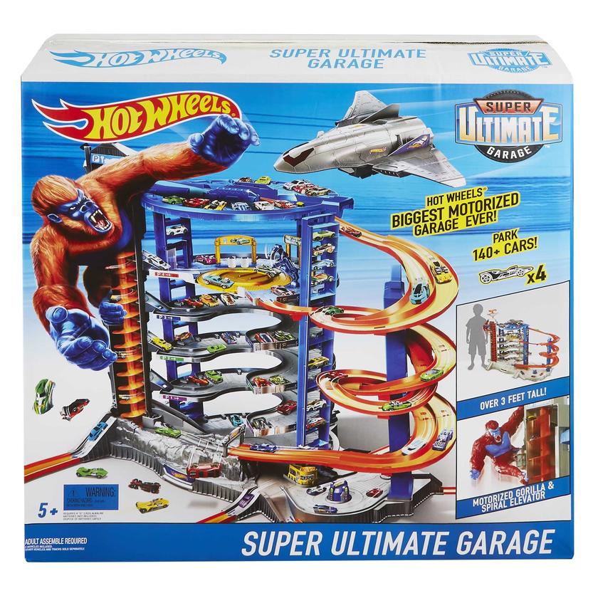 Hot Wheels Track Set With 4 1:64 Scale Toy Cars, Super Ultimate Garage, Over 3-Feet Tall Free shipping