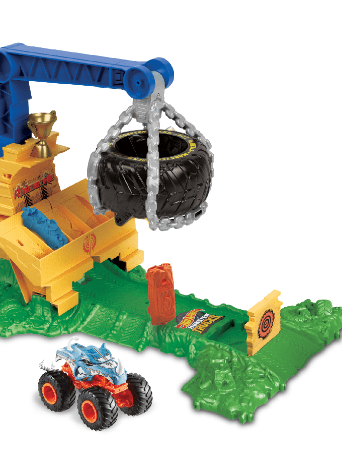 Hw  Monster Trucks  Coffret de Jeu  Défi à Plein Gaz Rhinomite Best Buy