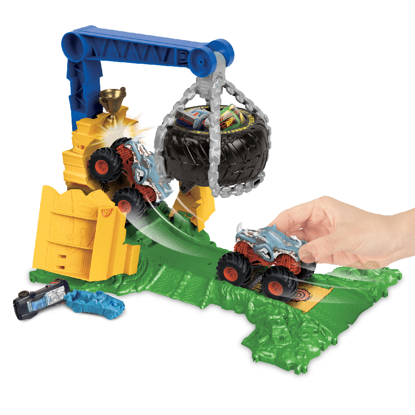 Hw  Monster Trucks  Coffret de Jeu  Défi à Plein Gaz Rhinomite Best Buy