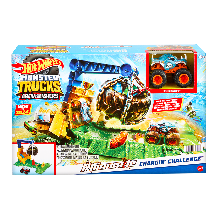 Hw  Monster Trucks  Coffret de Jeu  Défi à Plein Gaz Rhinomite Best Buy