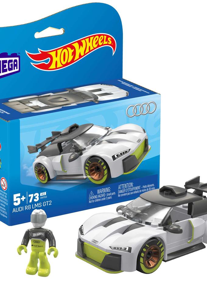 MEGA-Hot Wheels-Audi R8 Lms Gt2-Coffret 73 Pièces Avec Figurine Pilote Best Seller