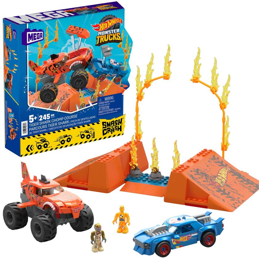 MEGA Hot Wheels Jogo de Construção Monster Trucks S&C Tiger Shark Chomp Course Best Price